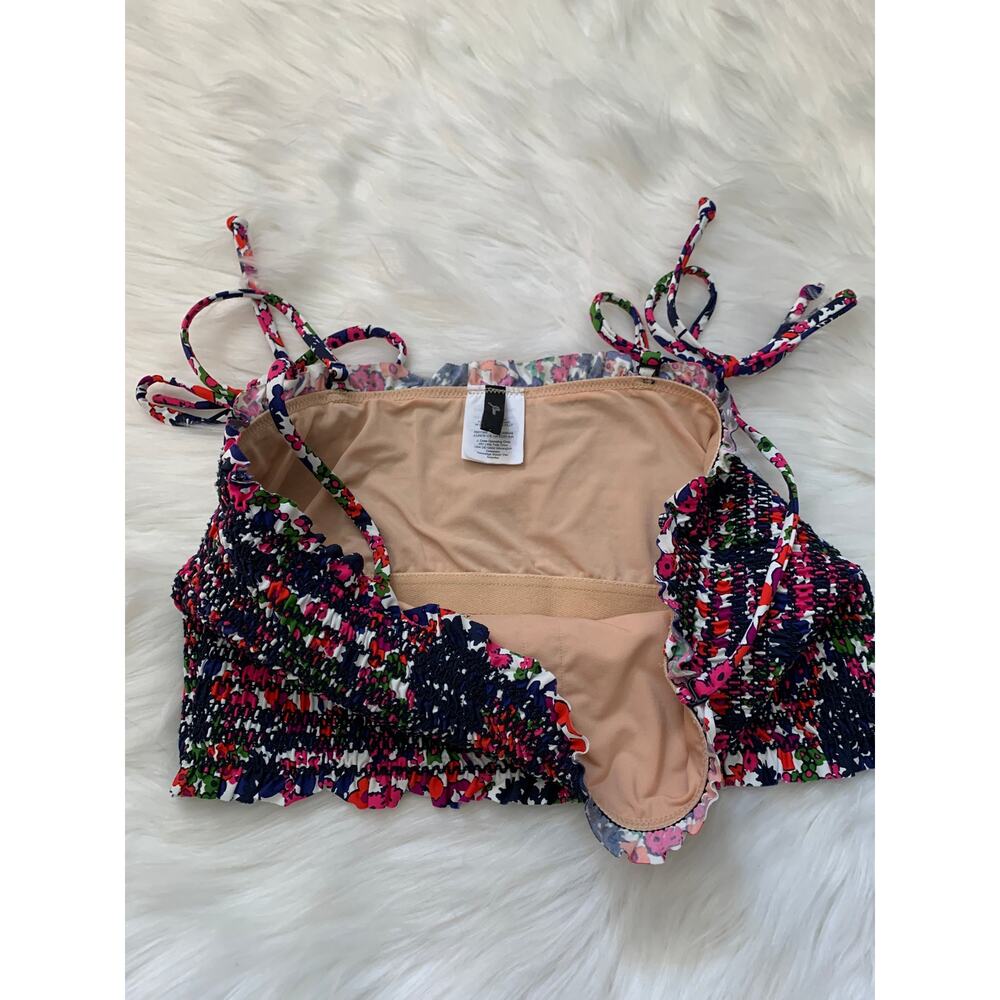 J Crew Watermark Floral Smocked Bandeau Bikini Top Size Medium - Picture 7 of 10